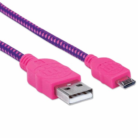 CABLE MANHATTAN USB V2.0 A-MICRO B 1.0M TEXTIL ROSA/MORADO 352758