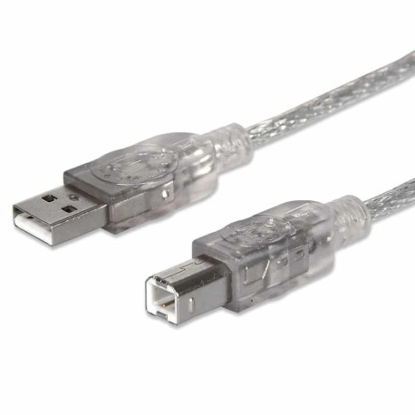 CABLE USB V2.0 MANHATTAN A-B  1.8M PLATA 333405