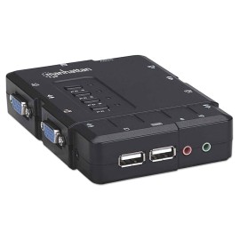 MUX KVM MINI USB 4:1 MANHATTAN CON CABLES + AUDIO 151269