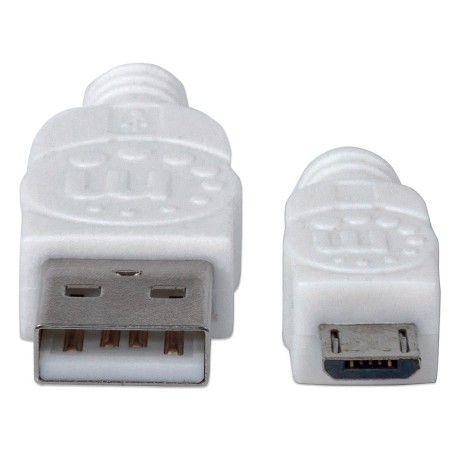 Cable  USB Manhattan V2.0 A-micro B 1.0m Blanco 323987