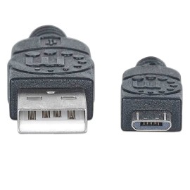 Cable  Manhattan USB A Macho – Micro B Macho 1.8m Negro 307178