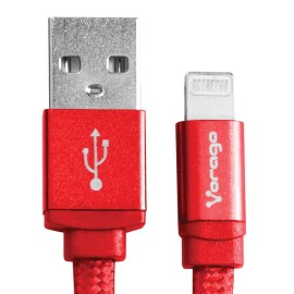 CABLE VORAGO CAB-119 ROJO USB-APPLE LIGHTNING 1 METRO ROJO BOLSA