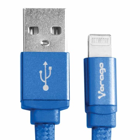 CABLE VORAGO CAB-119 AZUL USB-APPLE LIGHTNING 1 METRO AZUL BOLSA