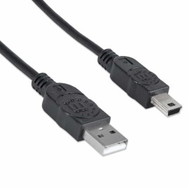 Cable  Manhattan USB A Macho – Mini B Macho 1.8m Negro 333375