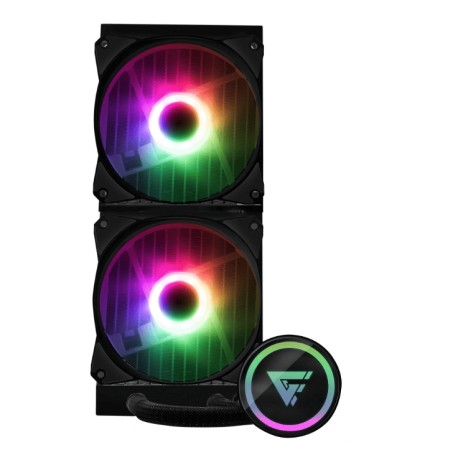 Enfriamiento  LÍquido Game Factor Lqg600 240mm Argb 2x120mm, Negro Lqg600 Bk (soporte Lga 1700)