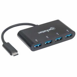 Hub  USB C Manhattan A 4 Ptos V3.1 Negro 162746