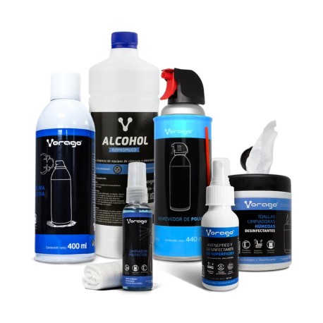Paq.  Limpieza Vorago Aire,espuma,toallas,antisÉptico,alcohol Kit6-cln