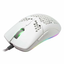Mouse  Game Factor Pixart 3389 16 Kdpi 7botones RGB Blanco Mog601-wh