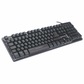 TECLADO GAMING USB BASE METALICA LED LUCES MULTICOLOR MANHATTAN 178457