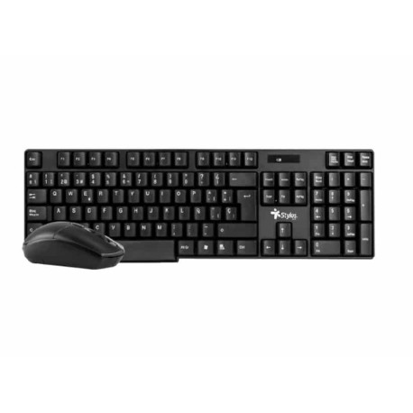 KIT MOUSE Y TECLADO STYLOS INALÁMBRICO 105 TECLAS, 3 BOTONES(STPKTM3B)