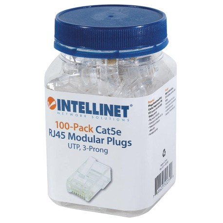 Plug  Rj45 Cat5e Solido Utp Bote 100pzas Oro15-micras Intellinet 502399