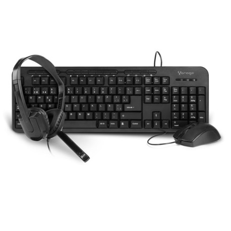 COMBO VORAGO TECLADO/ MOUSE KM-107 + DIADEMA C/MIC HS-400 BROWN BOX(KIT-KM-HS)