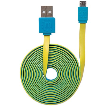 CABLE USB MANHATTAN V2.0 A-MICRO B 1.0M PLANO AZUL/AMARILLO 391436